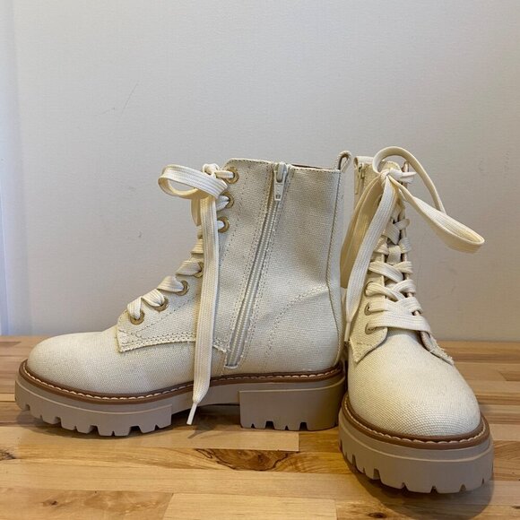 Sun & Stone Womens boots Canvas Lace-Up Ankle combat Boots Chunky Rubber Sole 6 - Picture 6 of 15